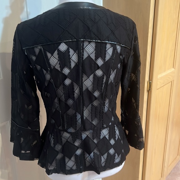 Lace & vegan leather jacket. - Picture 5 of 8